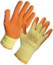 Pair of Orange latex safety gloves EN388